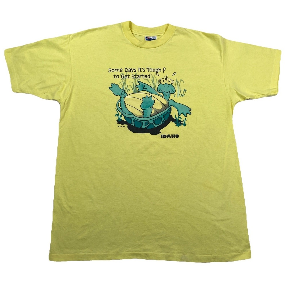 Idaho Some Days It's Tough To Get Started Turtle T-Shirt Yellow Size  XL